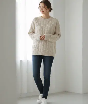 새상품 MAISON MABLE 메종 마블 PEARL CABLE KNIT