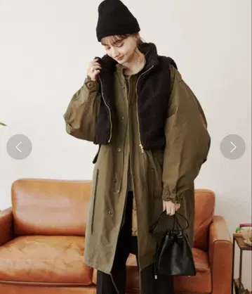 ANGIE 멀티 WAY M-65 모즈 코트 보아 베스트 포함 카키