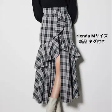 rienda 체크 프릴 슬릿 스코트 숏팬츠