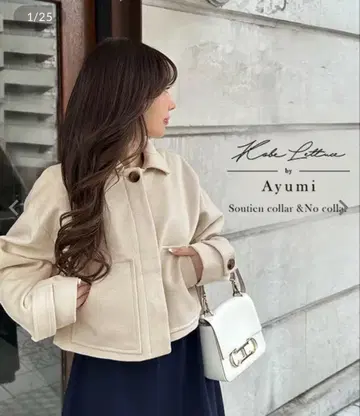 오카베 아유미 씨 콜라보 포켓 디자인 숏코트