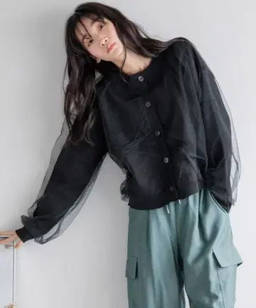 LOWRYSFARM 튤 레이어드 가디건 LS