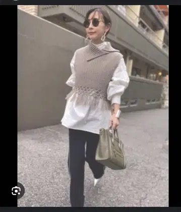 Ameri FRINGE VEST LAYERED KNIT 핑크
