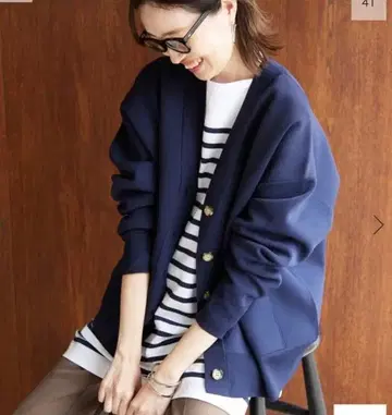 슬로브 이에나 V넥 가디건 블루
