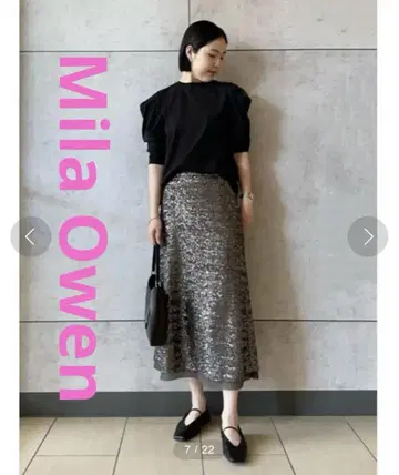 택 포함 Mila Owen 허리밴딩 스팽글 스트레이트 스커트