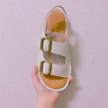 화이트 더블 버클 샌들 23cm