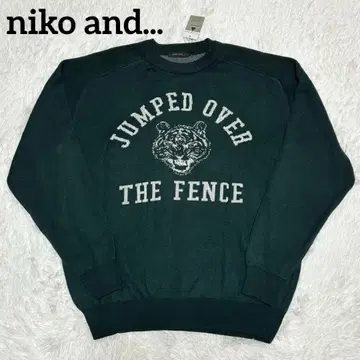새상품 niko and 애니멀 더블 자카드 니트 그린 L 니코앤드