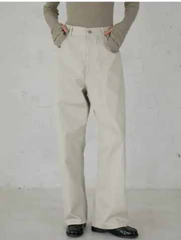 high waist straight twill pants 38