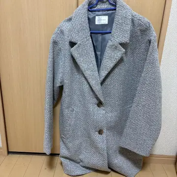 그레이 더블 버튼 체스터 코트 M