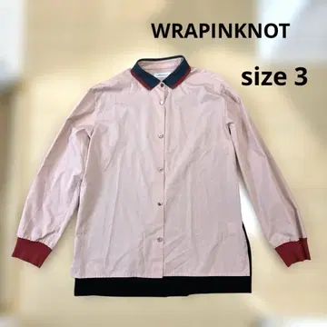 WRAPINKNOT 배색 절개 긴팔 셔츠 핑크