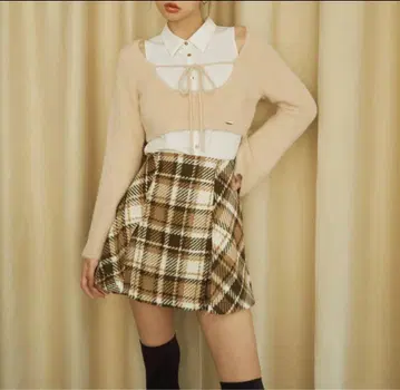 NOMAE 로빙 체크 턱 미니 스커트