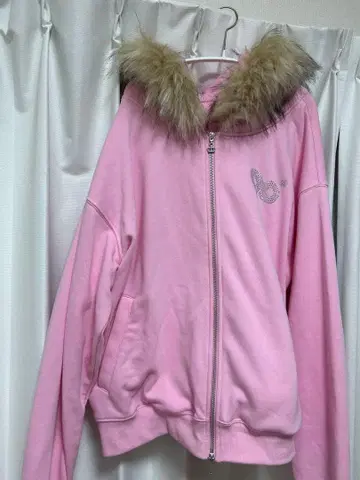 9090girl 로고 파 지퍼 후디
