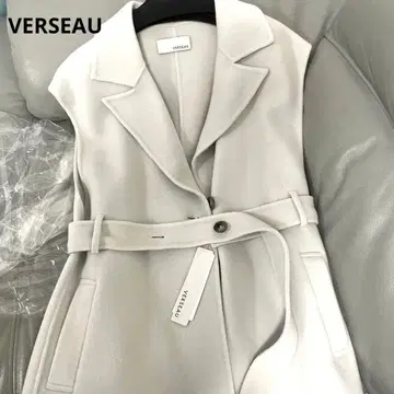 택 포함 새상품 [ VERSEAU/베르소 ] 파인 울 리버 롱베스트