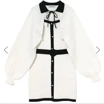 bubbles 걸리시 앙상블 니트 원피스 화이트