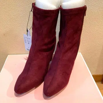 [미사용품] 버건디 스웨이드풍 숏부츠