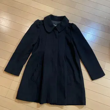 바비 블랙 롱 코트 카라 부착