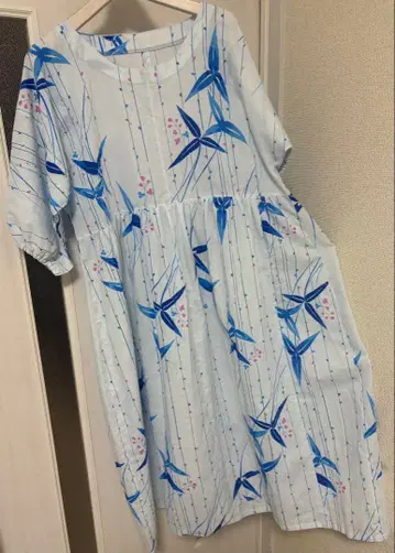 유카타 리메이크 원피스 스카이블루 댓잎 미사용 새상품