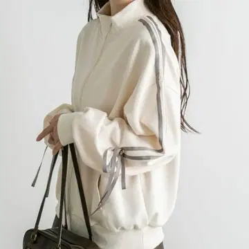 OLIVE des OLIVE 소매 리본 트랙 자켓 아이보리