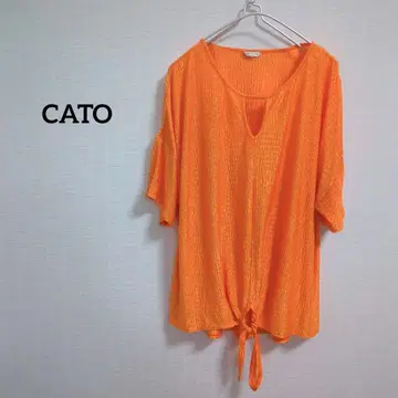 해외 구제 의류 CATO 오렌지 타이 반팔 티셔츠