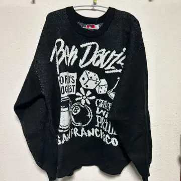 BEN DAVIS 블랙 프린트 니트 스웨터