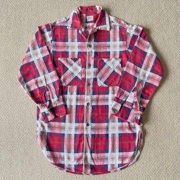 70s Penney's 프린트 체크 플란넬 셔츠 밴드 포함 14 1/2