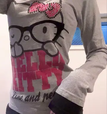 헬로키티 00s y2k 헤이세이 갸루 스톤 피치T 롱T