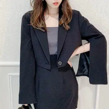 dazzlin 숏 슬리브 지퍼 자켓 블랙 F