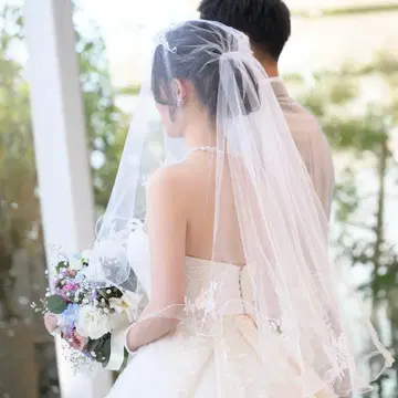[자수 포함] 화이트 웨딩 베일