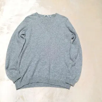 유니클로 캐시미어 100% 그레이 XL 사이즈 V넥