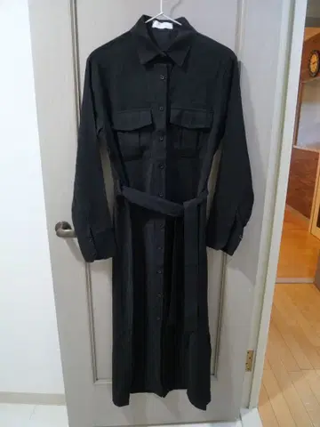 블랙 셔츠 원피스 긴팔 허리 벨트 포함 H.R.M. 아쉬알엠