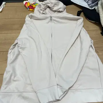 베이지 풀 집업 후드 부착 후드티 L-XL
