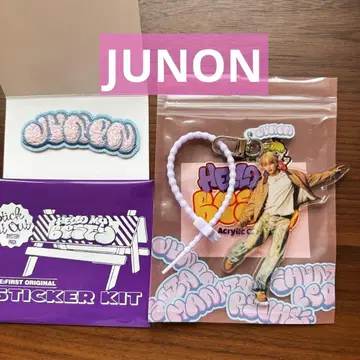 JUNON 세트 팬미 자수 스티커 아크릴 키링 준논