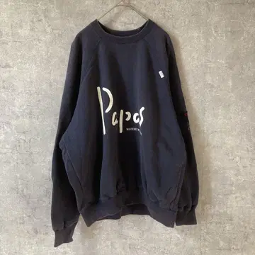PAPAS 맨투맨 트레이닝복 L 사이즈 네이비 래글런 슬리브