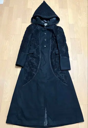 PUNK RAVE 페이크 울 레이스 롱 코트 고딕 고스트