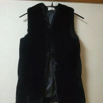 PLST 블랙 퍼 베스트