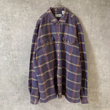 L.L.BEAN 직물 느낌 원단 체크 셔츠 긴팔 L 사이즈 헤링본