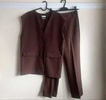 브라운 베스트 팬츠 셋업
