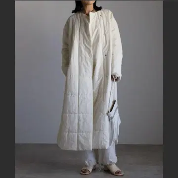 새상품 아프레트로 노카라 퀼팅 코트 롱 블루종