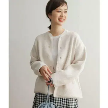 [ 미사용 새상품 ] DOORS 퀼트 노카라 자켓 아이보리 M