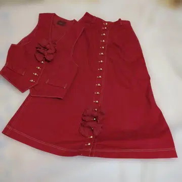 레어.paseri.핑크하우스풍.셋업.베스트.A라인 스커트