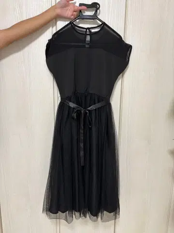 블랙 쉬폰 플레어 드레스 프리 사이즈