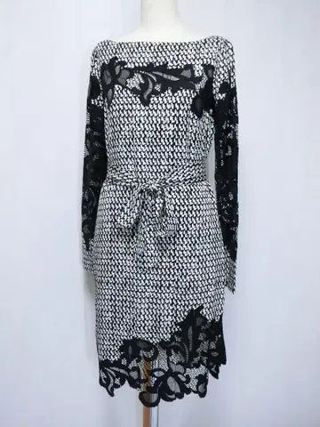 DIANE 다이앤 폰 퍼스텐버그 블랙 레이스가 달린 실크 원피스