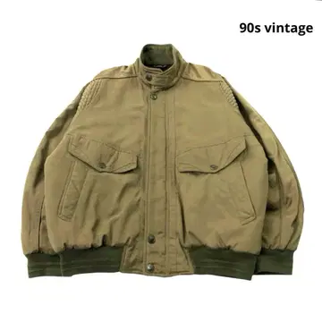 90s 빈티지 블루종 충전솜 퀼팅 황토색 L