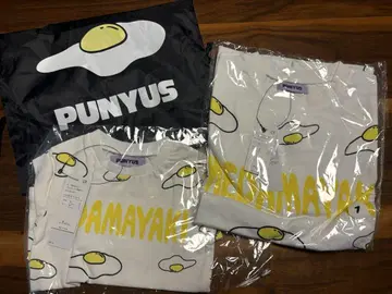 PUNYUS 계란 프라이 패턴 화이트 티셔츠
