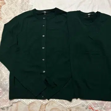 다크 그린 버튼 가디건 L 사이즈 반팔 M