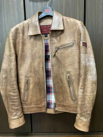 가죽 라이더 자켓 브라운