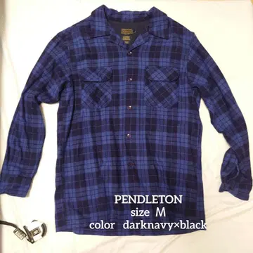 PENDLETON 긴팔 셔츠 M 다크 네이비 x 블랙