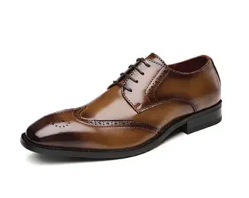 천연 가죽 브로그 더비슈즈 남성용 비즈니스 드레스 신발 26cm