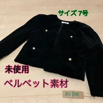 벨벳 소재 노카라 자켓 블랙