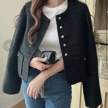 Meiru 골드 단추 트위드 자켓