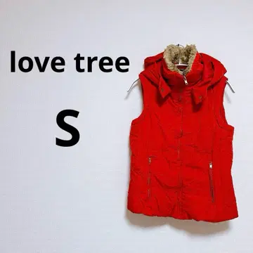 love tree 후드 부착 다운 베스트 M 빨간색